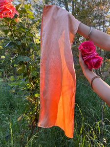 peachy plant dyed silk scarf