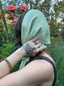 minty plant dyed silk scarf