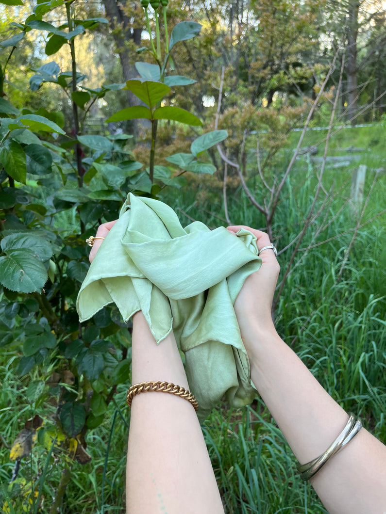 minty plant dyed silk scarf