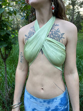 Load image into Gallery viewer, minty plant dyed silk scarf