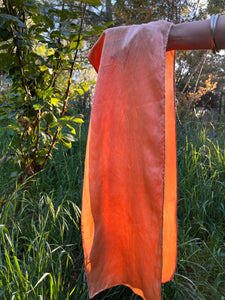 peachy plant dyed silk scarf