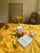 Load image into Gallery viewer, organic linen bed cover botanically hand dyed