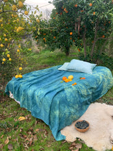 Load image into Gallery viewer, organic linen bed cover botanically hand dyed